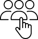 Line chart icon with three ascending dots connected by lines on a black circular background.